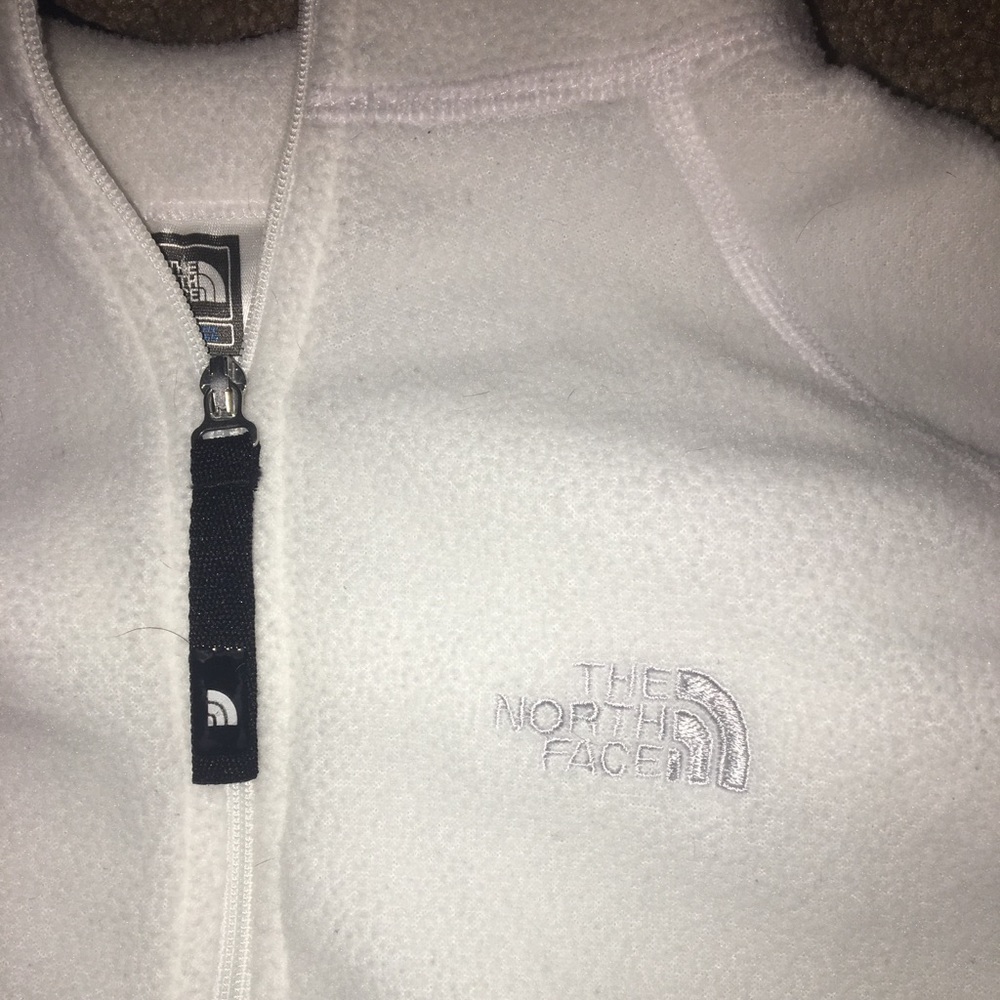 White and black fleece Northface Quarter Zip
